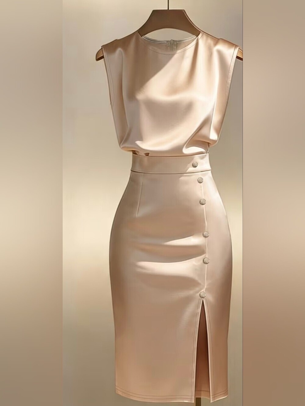 Light Luxury Round Neck Sleeveless Dress, Draped Sleeveless Dress, Easy Dress